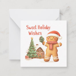 Kerst Gingerbread Man in Santa Hat Notitiekaartje