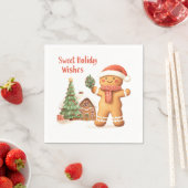 Kerst Gingerbread Man in Santa Hat Servet (Insitu)