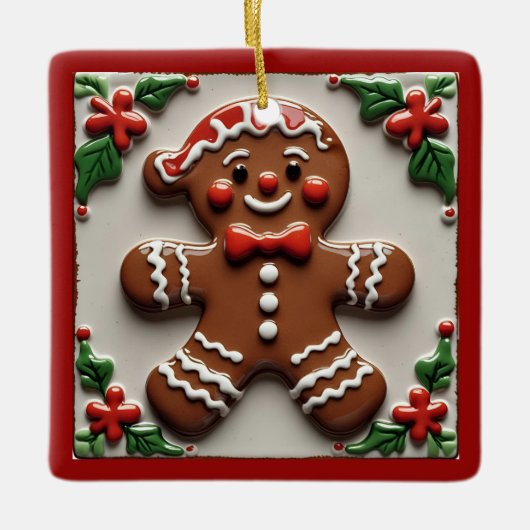 Kerst Gingerbread Man Keramisch Ornament (Voorkant)