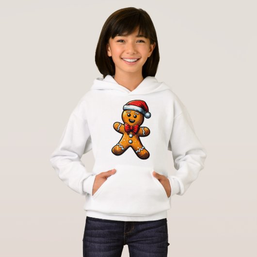 Kerst Gingerbread Man Kinder Pullover Hoodie (Voorkant volledig)