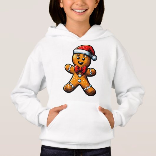 Kerst Gingerbread Man Kinder Pullover Hoodie (Voorkant)