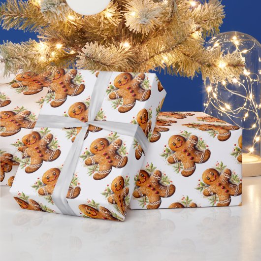 Kerst Gingerbread Man met Holly Cadeaupapier (Feestdagen)