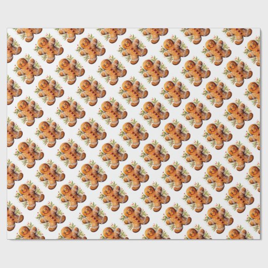 Kerst Gingerbread Man met Holly Cadeaupapier (Vlak)