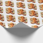 Kerst Gingerbread Man met Holly Cadeaupapier (Hoek)