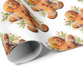 Kerst Gingerbread Man met Holly Cadeaupapier (Rol Hoek)