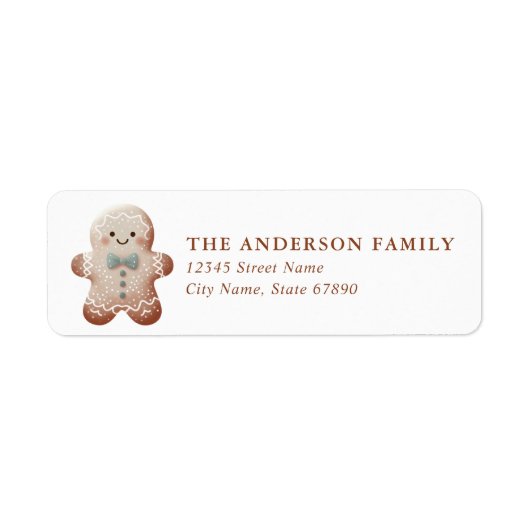 Kerst Gingerbread Man Retour Adreslabels Etiket (Voorkant)