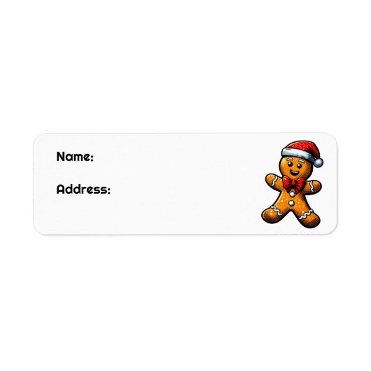 Kerst Gingerbread Man Retouradres Etiket (Voorkant)