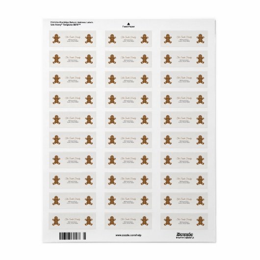 Kerst Gingerbread Man Retouradres Label (Full Sheet)