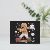 Kerst Gingerbread Man Sportspeler Baseball Feestdagenkaart (Staand voorkant)