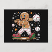 Kerst Gingerbread Man Sportspeler Baseball Feestdagenkaart (Voorkant)
