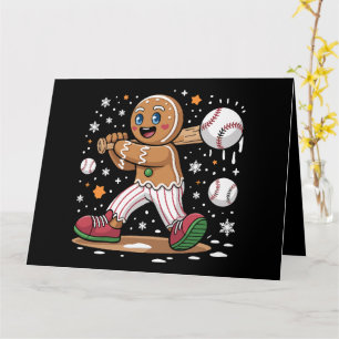 Kerst Gingerbread Man Sportspeler Baseball Kaart