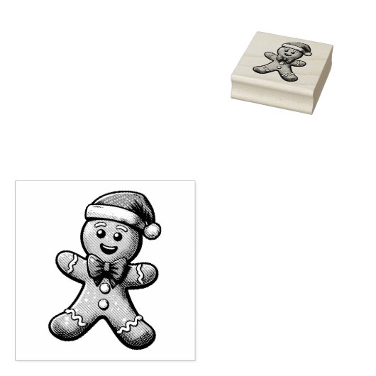 Kerst Gingerbread Man Wood Art Stamp Rubberstempel (Gestempeld)