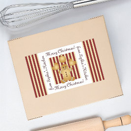 Kerst Gingerbread Man Zelfgemaakte Verpakking Labe Rechthoekige Sticker