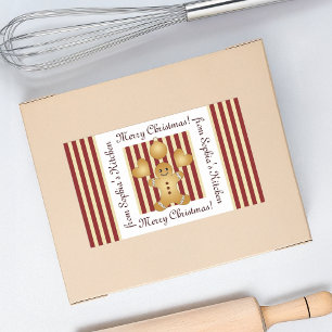 Kerst Gingerbread Man Zelfgemaakte Verpakking Labe Rechthoekige Sticker