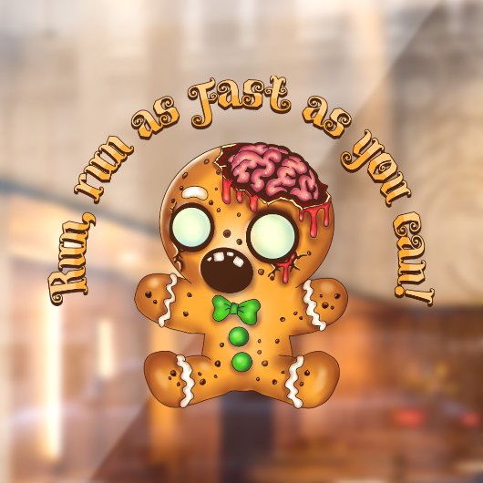 Kerst Gingerbread Man Zombie Raamsticker (Vel 2)