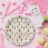 Kerst Gingerbread Mannen en Sneeuwvlokken Papieren Bordje (Feest)