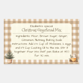 Kerst Gingerbread Mix Bruine Gingham Labels