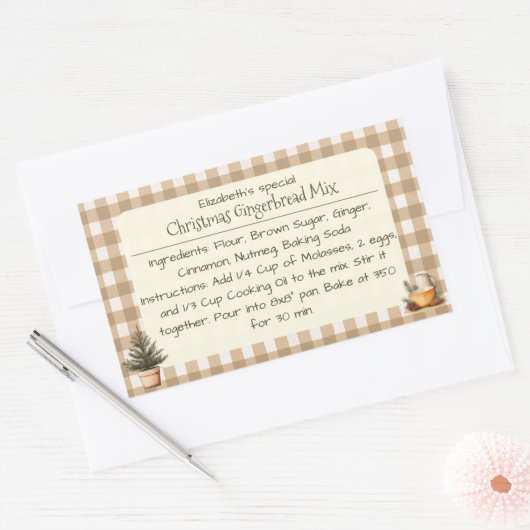 Kerst Gingerbread Mix Bruine Gingham Labels (Envelop)