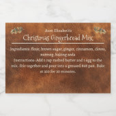 Kerst Gingerbread Mix Gepersonaliseerd Bruin Voedselcontainer Etiket (Enkel label)