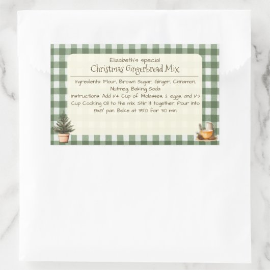 Kerst Gingerbread Mix Groene Gingham Labels (Tas)