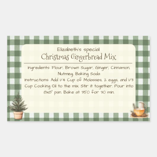 Kerst Gingerbread Mix Groene Gingham Labels (Voorkant)