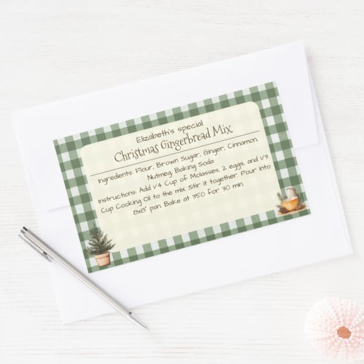 Kerst Gingerbread Mix Groene Gingham Labels (Envelop)