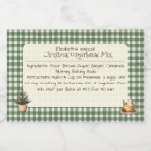Kerst Gingerbread Mix Groene Gingham Labels Voedselcontainer Etiket (Enkel label)