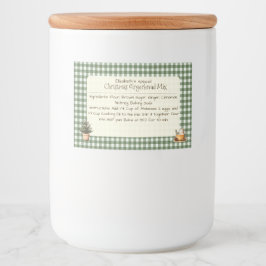 Kerst Gingerbread Mix Groene Gingham Labels Voedselcontainer Etiket