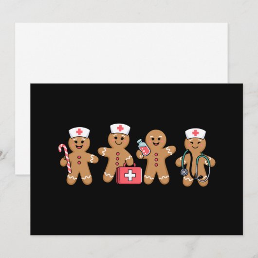 Kerst Gingerbread Nurse Team Crew Cadeaus Feestdagenkaart (Voorkant / Achterkant)