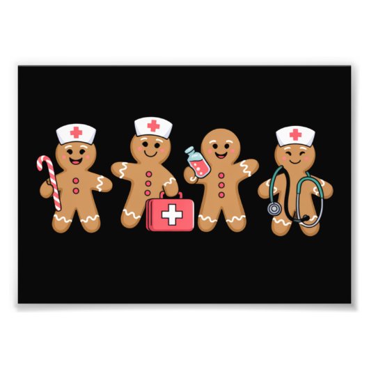 Kerst Gingerbread Nurse Team Crew Cadeaus Foto Afdruk (Voorkant)