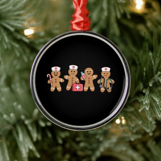 Kerst Gingerbread Nurse Team Crew Cadeaus Metalen Ornament (Boom)