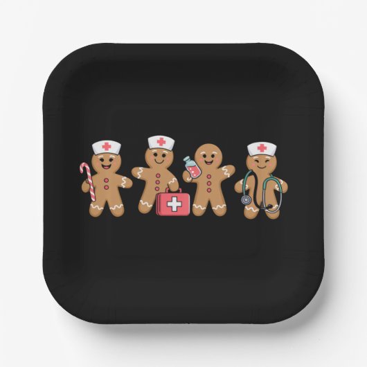 Kerst Gingerbread Nurse Team Crew Cadeaus Papieren Bordje (Voorkant)