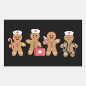 Kerst Gingerbread Nurse Team Crew Cadeaus Rechthoekige Sticker (Voorkant)