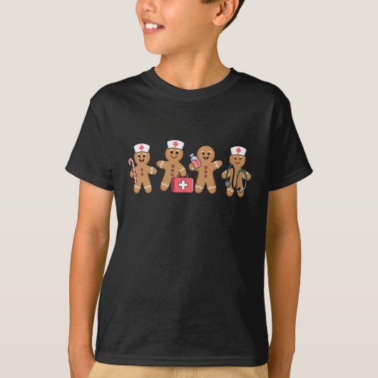 Kerst Gingerbread Nurse Team Crew Cadeaus T-shirt (Voorkant)