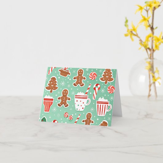 Kerst Gingerbread ontwerp Kaart (Gele Bloem)