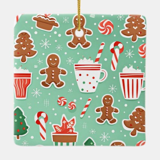 Kerst Gingerbread ontwerp Keramisch Ornament (Achterkant)