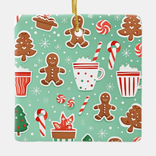 Kerst Gingerbread ontwerp Keramisch Ornament (Voorkant)