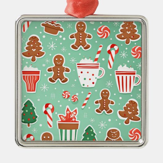Kerst Gingerbread ontwerp Metalen Ornament (Voorkant)