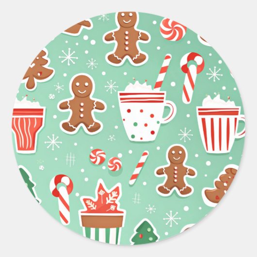 Kerst Gingerbread ontwerp Ronde Sticker (Voorkant)