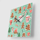 Kerst Gingerbread ontwerp Vierkante Klok (Hoek)