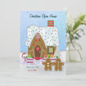 Kerst Gingerbread Open House Uitnodiging (Staand voorkant)