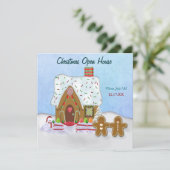 Kerst Gingerbread Open House Uitnodiging (Staand voorkant)