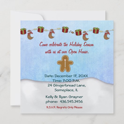 Kerst Gingerbread Open House Uitnodiging (Achterkant)