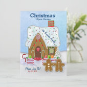 Kerst Gingerbread Open Huis Uitnodigen Kaart (Staand voorkant)