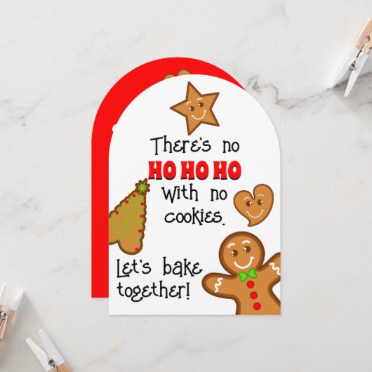 Kerst Gingerbread Pals - Baking Party Kaart (Voorkant / Achterkant in situ)