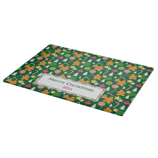 Kerst Gingerbread Patroon met Groet & Jaar Snijplank (Hoek)