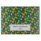 Kerst Gingerbread Patroon met Groet & Jaar Snijplank (Voorkant)