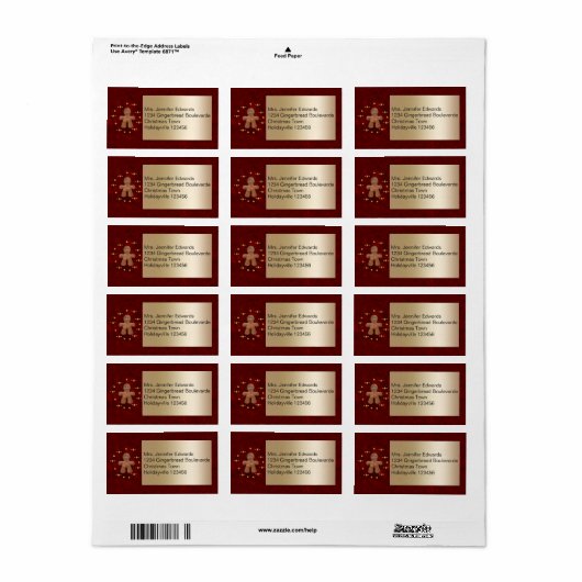 Kerst Gingerbread retour adres labels (Full Sheet)