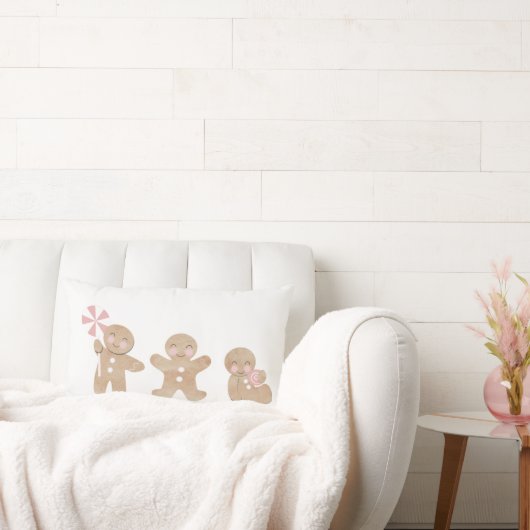 Kerst Gingerbread Roze Gooi kussen (Bank)
