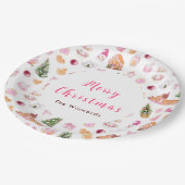 Kerst Gingerbread Roze Kerstmis Papieren Bordje (Gekanteld)